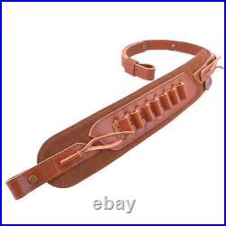 Leather Rifle Shell Holder Sling Shotgun Shoulder Strap for. 22LR 16GA 20GA