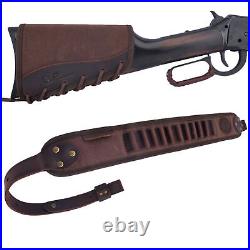 Leather Cheek Rest & Shell Holder Buttstock Cover - Fits .308, .30-30, 12GA & More