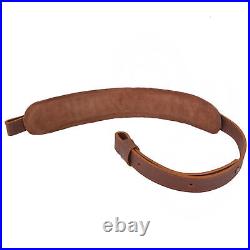 Leather Rifle Sling. 308 Ammo Holder Strap With Rifle Recoil Pad Cover Brown Set