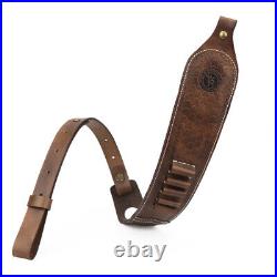 Leather Rifle Sling 410GA/308 Ammo Strap Shoot Finger Rest withSwivels USA-TOURBON