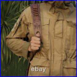 Leather Rifle Sling 410GA/308 Ammo Strap Shoot Finger Rest withSwivels USA-TOURBON