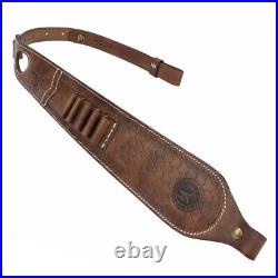 Leather Rifle Sling 410GA/308 Ammo Strap Shoot Finger Rest withSwivels USA-TOURBON