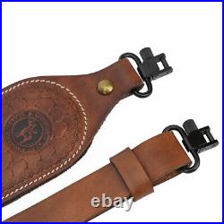 Leather Rifle Sling 410GA/308 Ammo Strap Shoot Finger Rest withSwivels USA-TOURBON