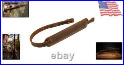 Leather Rifle Sling 42in Padded Brown Black Crazy Horse Amish Handmade For Hu