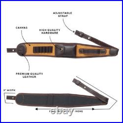 Leather Rifle Sling & Ammo Cartridge Shell Holder Pouch Hunting Gun Strap Bundle
