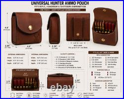 Leather Rifle Sling & Ammo Cartridge Shell Holder Pouch Hunting Gun Strap Bundle