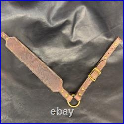 Leather Rifle Sling Brown Genuine American Bison Leather withNatural Stitch