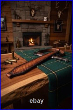 Leather Rifle Sling Custom Tooled Handcrafted From Genuine Leather Leather Rifle Sling Custom Tooled Handcrafted From Genuine Leather