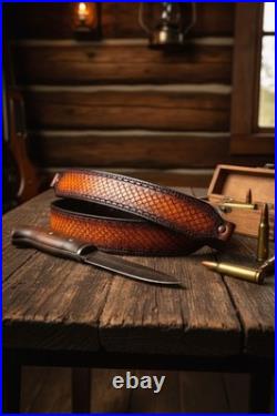 Leather Rifle Sling Custom Tooled Handcrafted From Genuine Leather