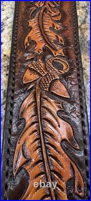 Leather Rifle Sling Custom Tooled Handcrafted From Genuine Leather