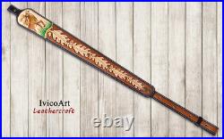 Leather Rifle Sling, Deer, Hand Tooled, Adjustable, Shotgun Sling, Hunting Sling