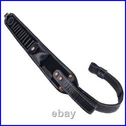Leather Rifle Sling Gun Carry Straps. 308 Cartridge Shell Holder With Swivels