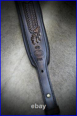 Leather Rifle Sling, Mountain Lion Hand Made by Seelye Leather Works in USA