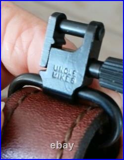 Leather Rifle Sling NRA Gun Strap with Uncle Mike's Swivels Tandy Brand