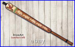 Leather Rifle Sling, Pheasant, Hand Tooled, Adjustable Rifle Sling, Hunting