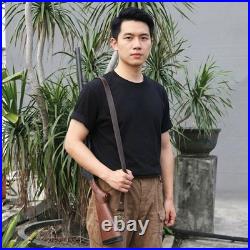 Leather Rifle Sling Shotgun Strap with Adjustable Rifle Buttstock Ammo Holder US