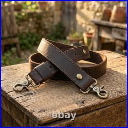 Leather Rifle Sling Shotgun Strap with Adjustable Rifle Buttstock Ammo Holder US