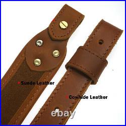 Leather Rifle Sling Shoulder Strap Hunting Soft Suede Pad Leather Shotgun Belt