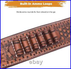 Leather Rifle Sling Two Point Sling with QD Sling Swivel Adjustable Rifle Sling