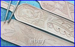 Leather Rifle Sling, Wild boar, Hand Tooled, Adjustable Rifle Sling, Hunting