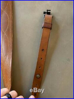 Leather Rifle Sling With Swivels Brown Vintage