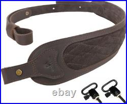 Leather Rifle Sling for Matched Gun Buttstock Cheek Rest Pad, Vintage Look