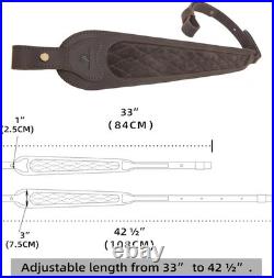 Leather Rifle Sling for Matched Gun Buttstock Cheek Rest Pad, Vintage Look
