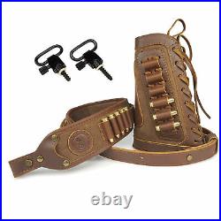 Leather Rifle Sling with Gun Buttstock for. 30-06.30-30.45-70.44-40.44 MAG