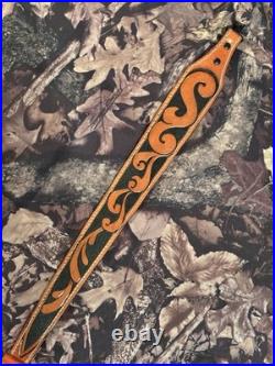 Leather Rifle Sling with Swivels Custom With Ammunition Pouch For 350 Legend