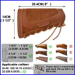 Leather Rifle Soft Cheek Rest Pad with Ammo Holder Sling Set for. 308.22.357 12GA