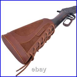 Leather Rifle Soft Cheek Rest Pad with Ammo Holder Sling Set for. 308.22.357 12GA