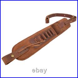 Leather Rifle Soft Cheek Rest Pad with Ammo Holder Sling Set for. 308.22.357 12GA