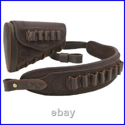 Leather Rifle Soft Sling, Buttstock Ammo Holder Set for. 44MAG. 22LR 12GA. 30-30