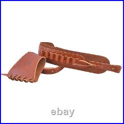 Leather Set Rifle/Shotgun Soft Padded Ammo Sling + Buttstock. 30-06.30-30 12GA