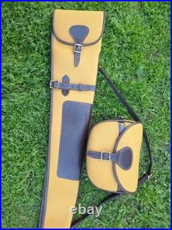 Leather Shotgun Case For Hunters Rifle Case with Cartridge Bag & Sling