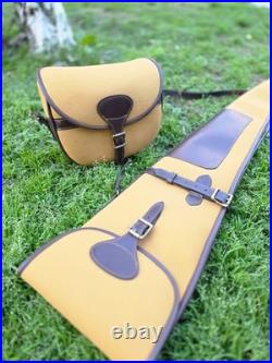 Leather Shotgun Case For Hunters Rifle Case with Cartridge Bag & Sling