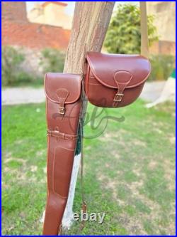 Leather Shotgun Case For Hunters Rifle Case with Cartridge Bag & Sling