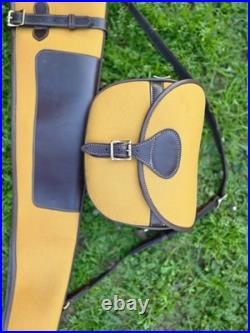Leather Shotgun Case For Hunters Rifle Case with Cartridge Bag & Sling