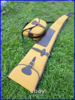 Leather Shotgun Case For Hunters Rifle Case with Cartridge Bag & Sling