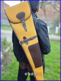 Leather Shotgun Case For Hunters Rifle Case with Cartridge Bag & Sling