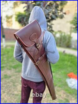 Leather Shotgun Case For Hunters Rifle Case with Cartridge Bag & Sling