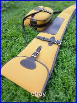 Leather Shotgun Case For Hunters Rifle Case with Cartridge Bag & Sling