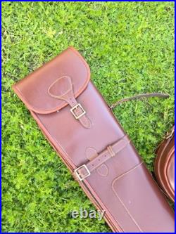Leather Shotgun Case For Hunters Rifle Case with Cartridge Bag & Sling