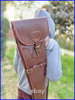 Leather Shotgun Case For Hunters Rifle Case with Cartridge Bag & Sling