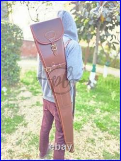 Leather Shotgun Case For Hunters Rifle Case with Cartridge Bag & Sling