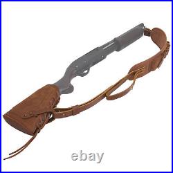 Leather Suede No Drill Shotgun Soft Cheek Rest with Ammo Slot Sling 12/16/20GA