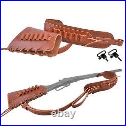 Leather Suede Rifle/Shotgun Cheek Rest Stock Non-slip with Sling+2pcs Swivels