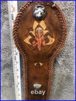 Leather hunting rifle sling hand made by myself with new swivels Viking Scene