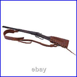 Left Handed Leather Rifle Buttstock Holder + Gun Sling for. 22mag. 22lr. 17hmr