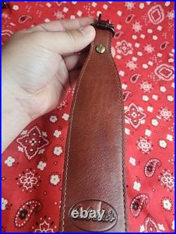 Levy's Cab1 Cabelas Stitched Leather Rifle Sling Suede Backed With Swivels